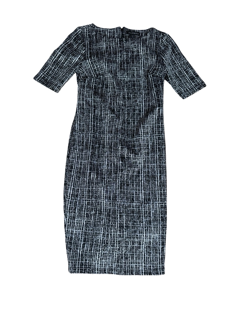 A Pea in the Pod Black & White Textured Midi Sheath Dress